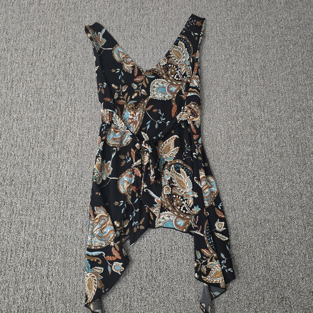 Vintage Y2K Kona Floral Paisley Mesh Babydoll Tunic Top Size L Fairycore